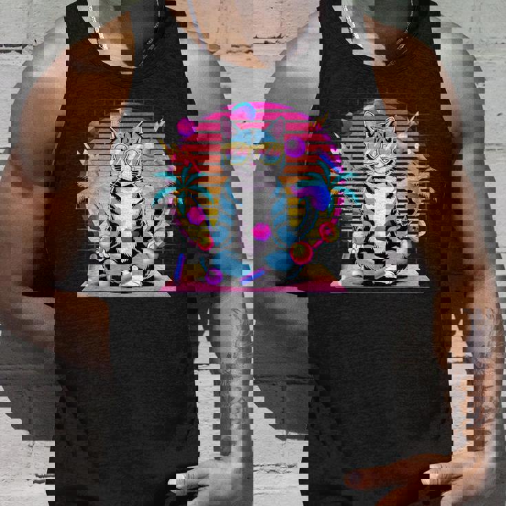 Cool Cat 瞑想 ヴェイパーウェーブ 80年代 レトロ シンセウェーブ タンクトップ 彼への贈り物