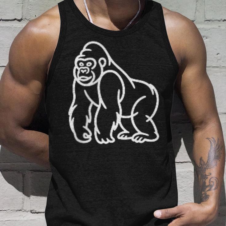 Gorilla ミニマリスト バッジ パッチライン アート 動物 タンクトップ 彼への贈り物