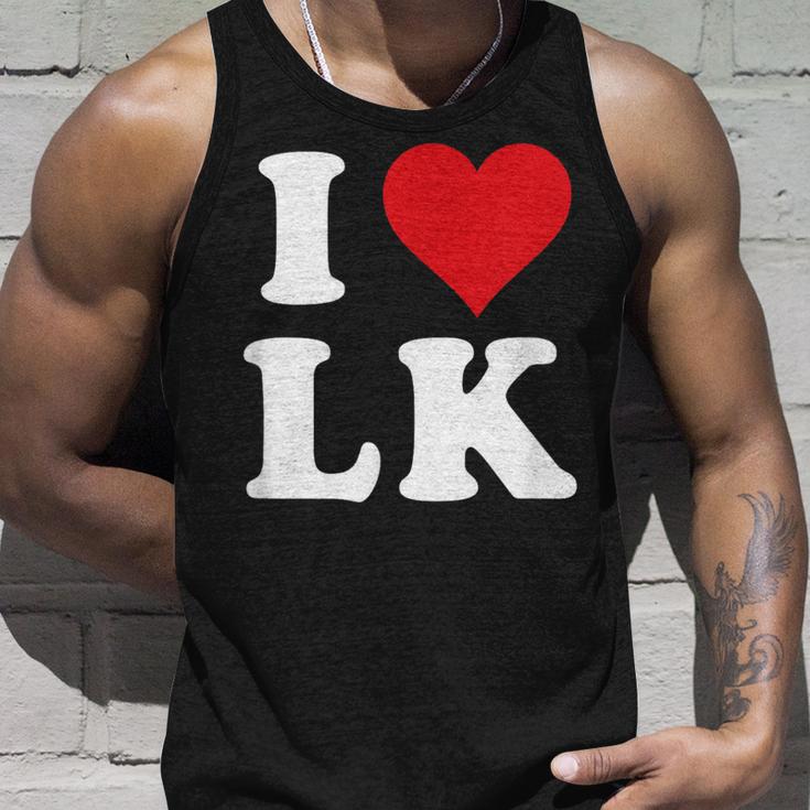 I Love Lk Initials I Heart LK First Last Name L K タンクトップ 彼への贈り物
