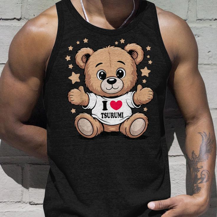 I Love Tsurumi Teddy Bear 鶴見テディベアが大好き タンクトップ 彼への贈り物
