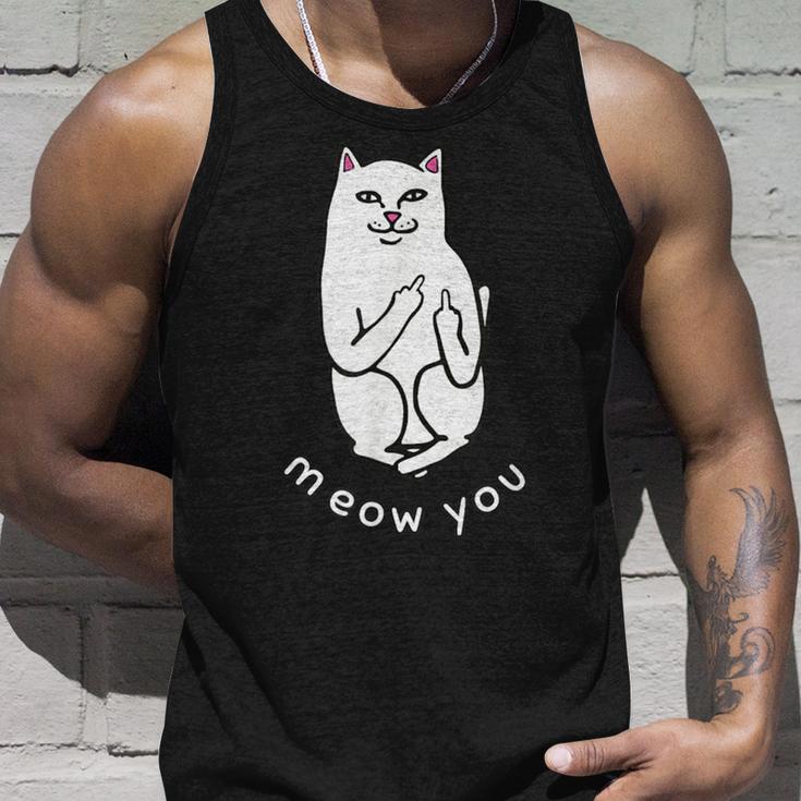 Meow You Cat Moody Cat 中指 猫好き タンクトップ 彼への贈り物