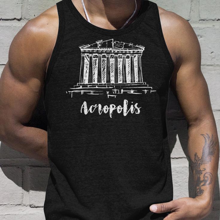 Parthenon アテネのアクロポリス ギリシャ スケッチ サイツ ドローイング 長袖tシャツ タンクトップ 彼への贈り物