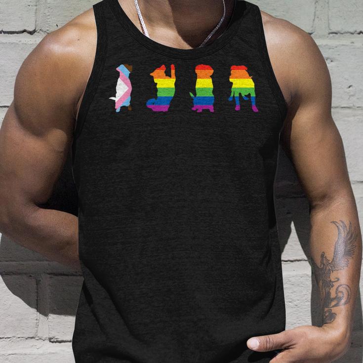 Progress Pride Cute Dog Lgbt プログレス ゲイ ペット好き タンクトップ 彼への贈り物
