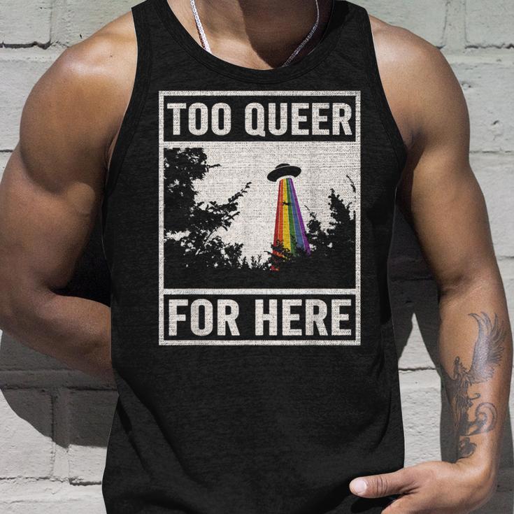 Too Queer For Here シャツ Gay Pride Alien Ufo タンクトップ 彼への贈り物