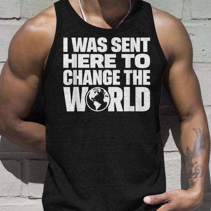 I Wasent Here To Change The World Inspiration モチベーションを高める タンクトップ 彼への贈り物