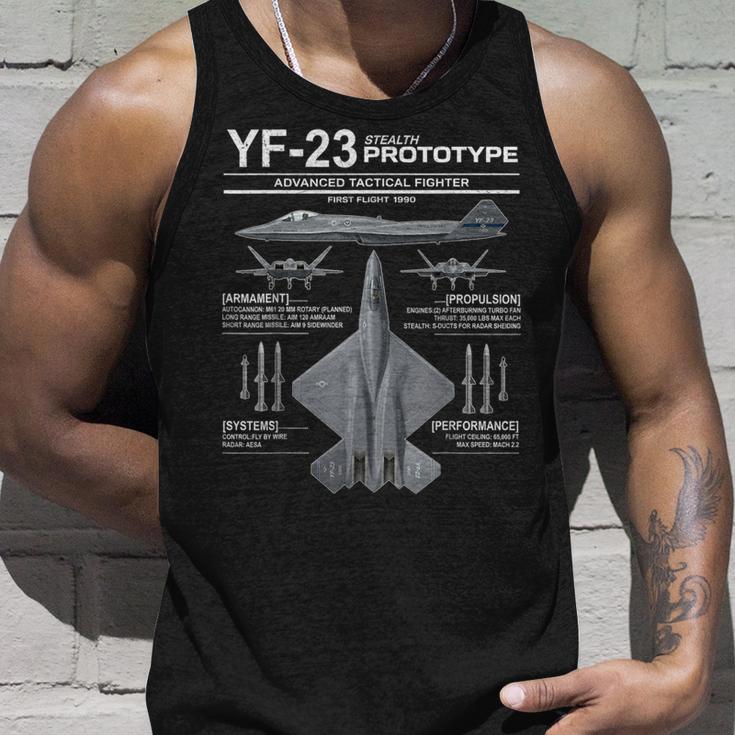 Yf-23ステルス戦闘機ミリタリージェットスペックインフォグラフィック タンクトップ 彼への贈り物