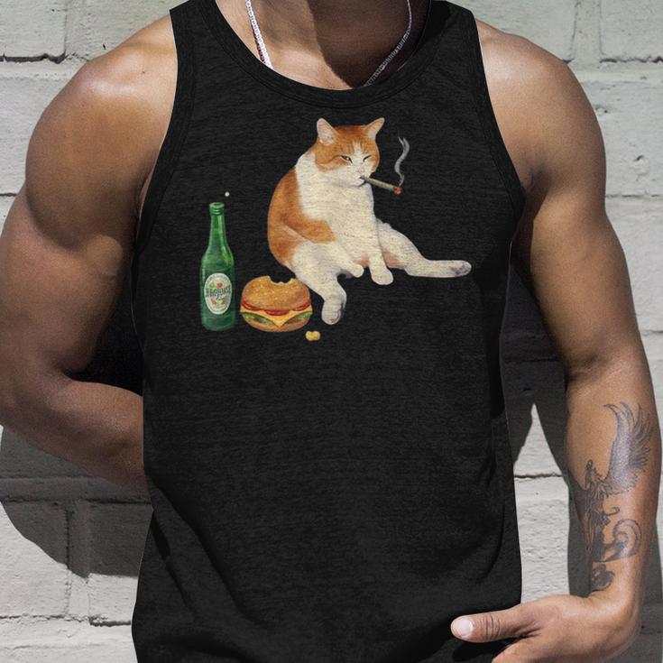 おもしろ猫 喫煙 ジョイント ビール タバコ キティ Gen Z ミーム タンクトップ 彼への贈り物