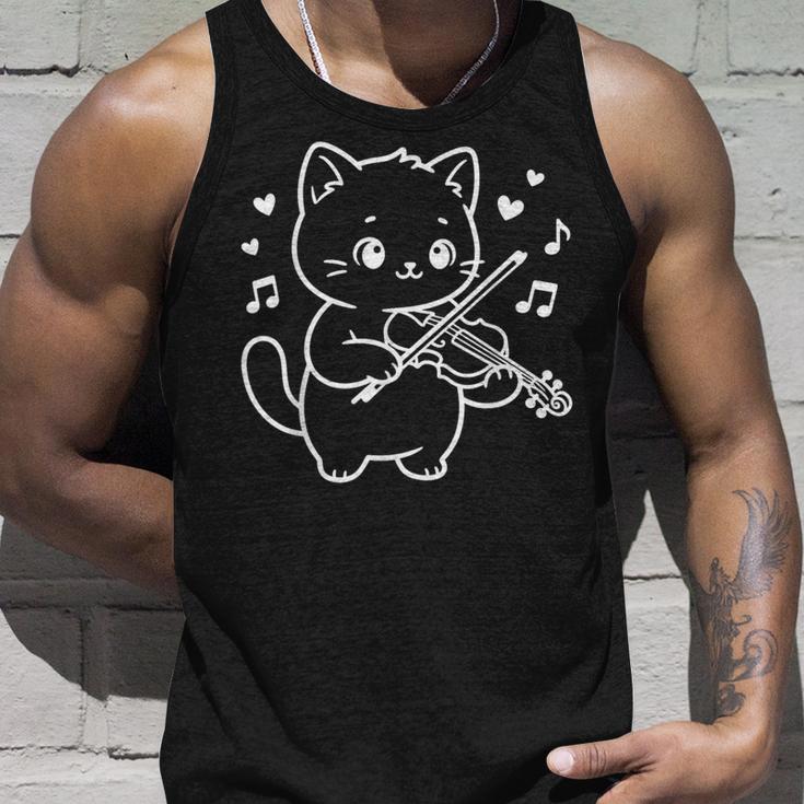 かわいい猫がバイオリンを弾くフィドラーのフォークミュージック タンクトップ 彼への贈り物