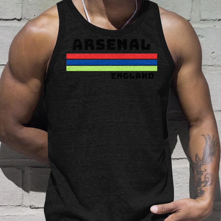 アーセナルレトロデザイン、レッド、ブルー、イエローのストライプ。 長袖tシャツ タンクトップ 彼への贈り物