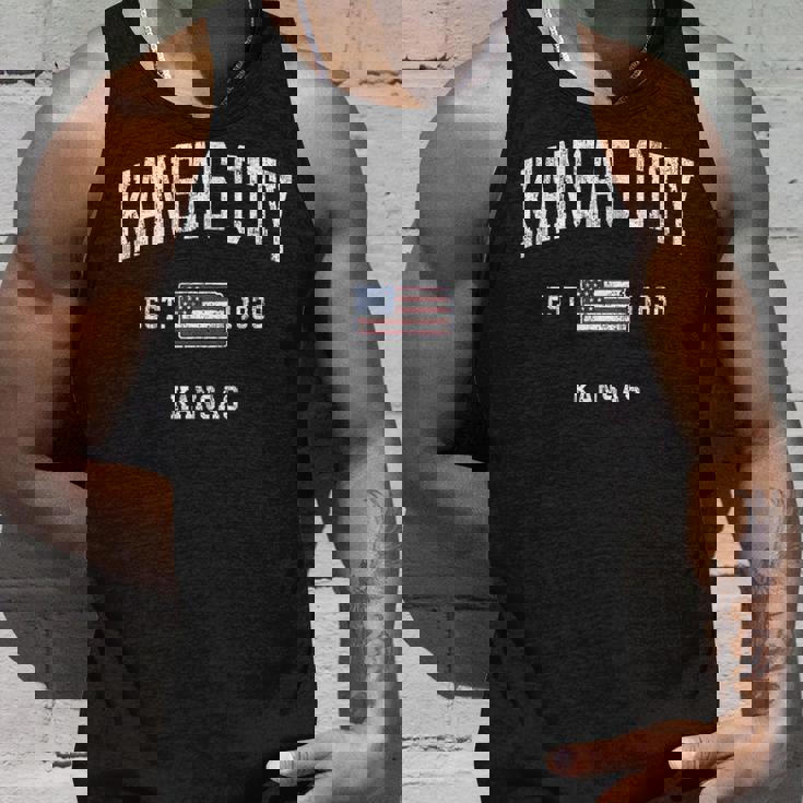 カンザスシティカンザスks ヴィンテージ アメリカ国旗 スポーツデザイン タンクトップ 彼への贈り物