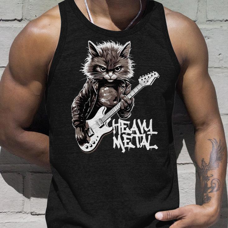 ギターを弾く猫 ヘヴィメタル ロックキャット おもしろギタリスト 長袖tシャツ タンクトップ 彼への贈り物