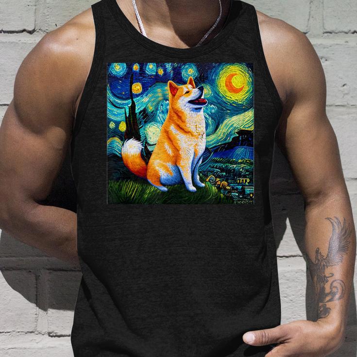 シバイヌ 面白いtシャツ 柴犬 犬 ゴッホ 星月夜 かわいい メンズ 子供 おもしろ 服 グッズ ネタ タンクトップ 彼への贈り物