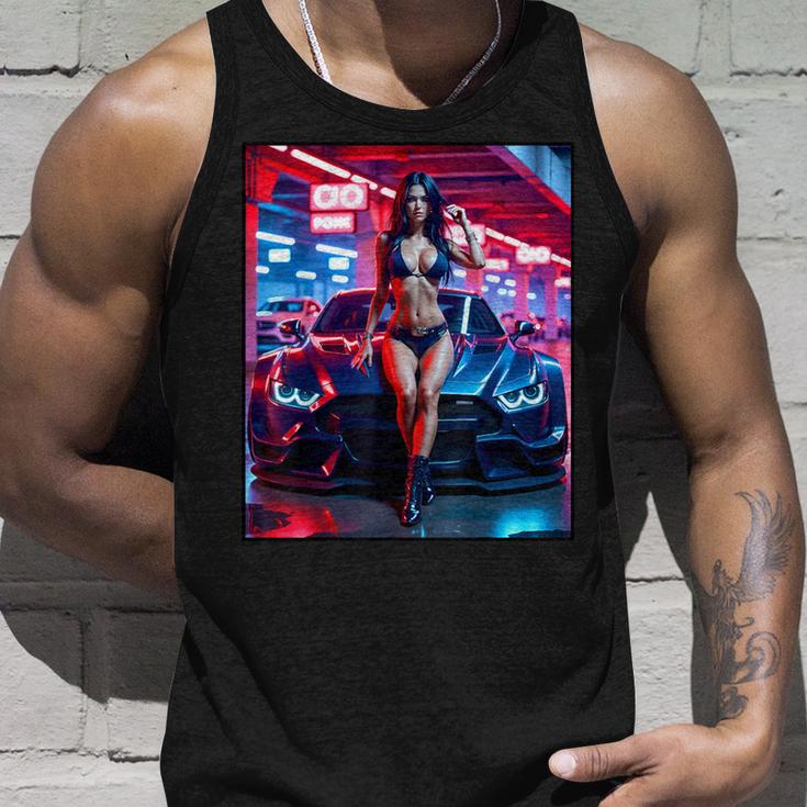 セクシーガールグラフィックtシャツ セクシーピンナップモデル&エキゾチックカー タンクトップ 彼への贈り物