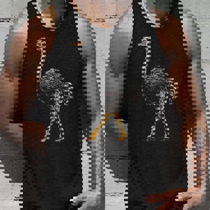 ダチョウ ポートレート 動物 モチーフ 描画 鳥 アート 長袖tシャツ タンクトップ 彼への贈り物