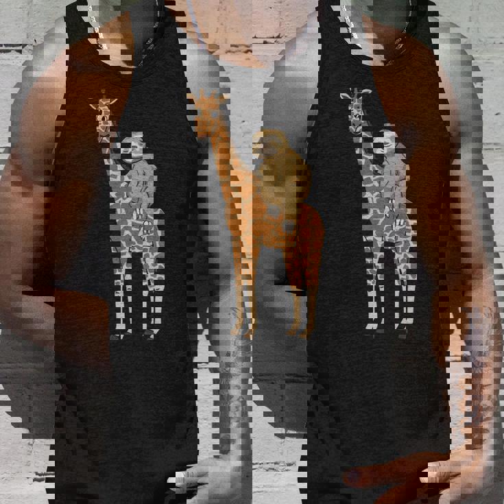 ナマケモノ キリン 面白い 怠惰なナマケモノ 動物 乗る キリン 長袖tシャツ タンクトップ 彼への贈り物