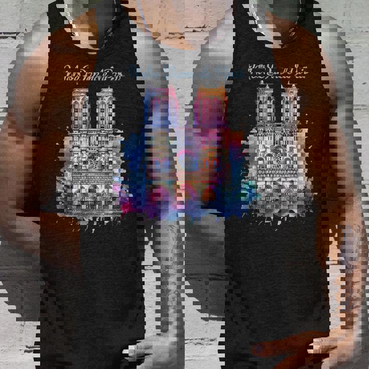 ノートルダム大聖堂 水彩画 タンクトップ 彼への贈り物