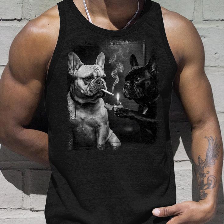 フレンチブルドッグ 喫煙犬 ライター モノクロアート 長袖tシャツ タンクトップ 彼への贈り物