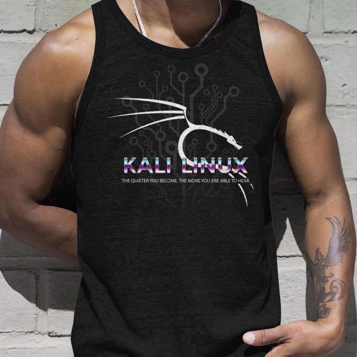 レトロ バックトラック Kali Linux デザイン ドラゴンとタグライン 長袖tシャツ タンクトップ 彼への贈り物