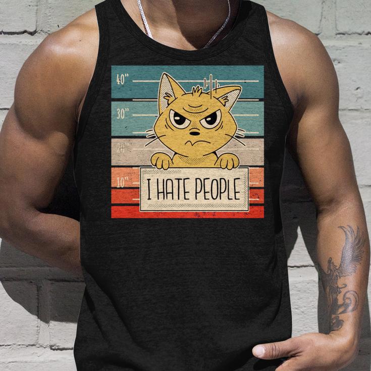 猫の刑務所 刑務所の囚人 悪いキティのマグショット 私は人間が嫌いです 長袖tシャツ タンクトップ 彼への贈り物