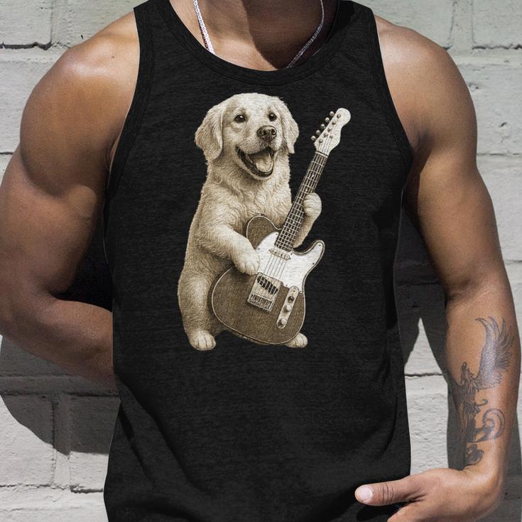 面白いtシャツ ゴールデンレトリバー 犬 ギター イヌ メンズ グッズ かわいい おもしろ 面白い 服 ネタ タンクトップ 彼への贈り物