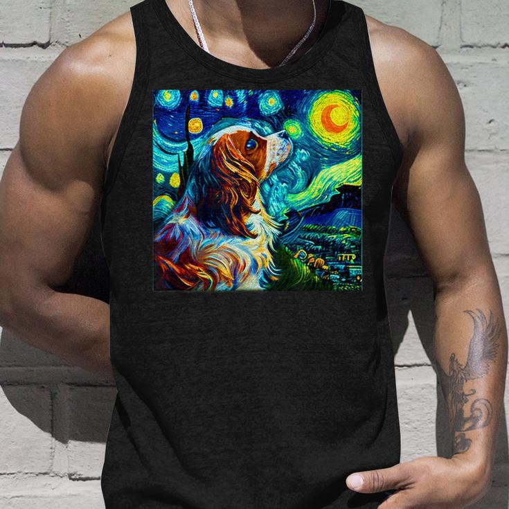 面白いtシャツ 犬 キャバリア ゴッホ 星月夜 わんこ メンズ おもしろ グッズ 服 かわいい タンクトップ 彼への贈り物
