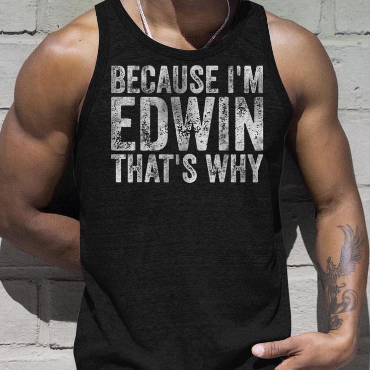 面白い名前入りシャツ Because I'm Edwin That's Why タンクトップ 彼への贈り物