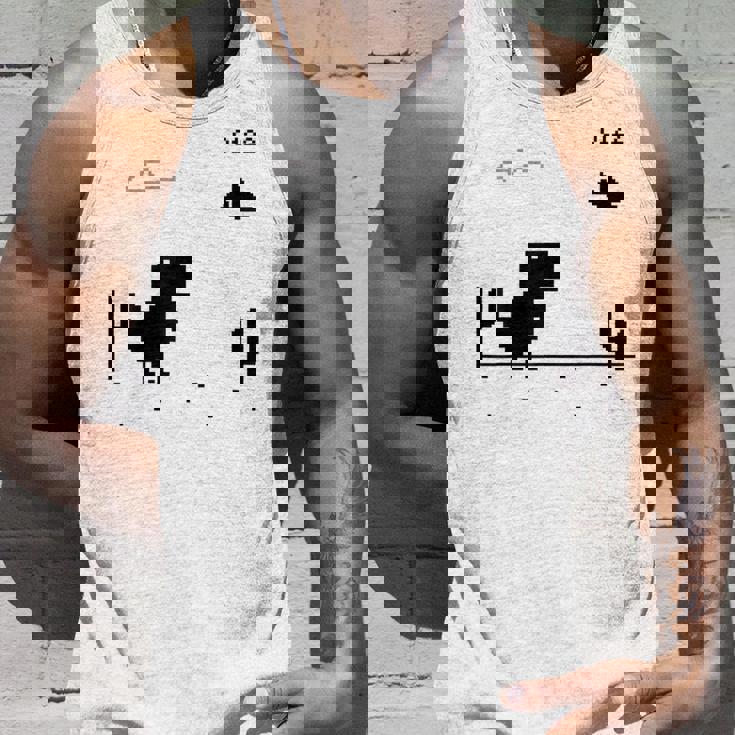 Dino T-Rex 恐竜 ピクセルゲーム インターネットなし オフライン 面白い 男性 タンクトップ 彼への贈り物