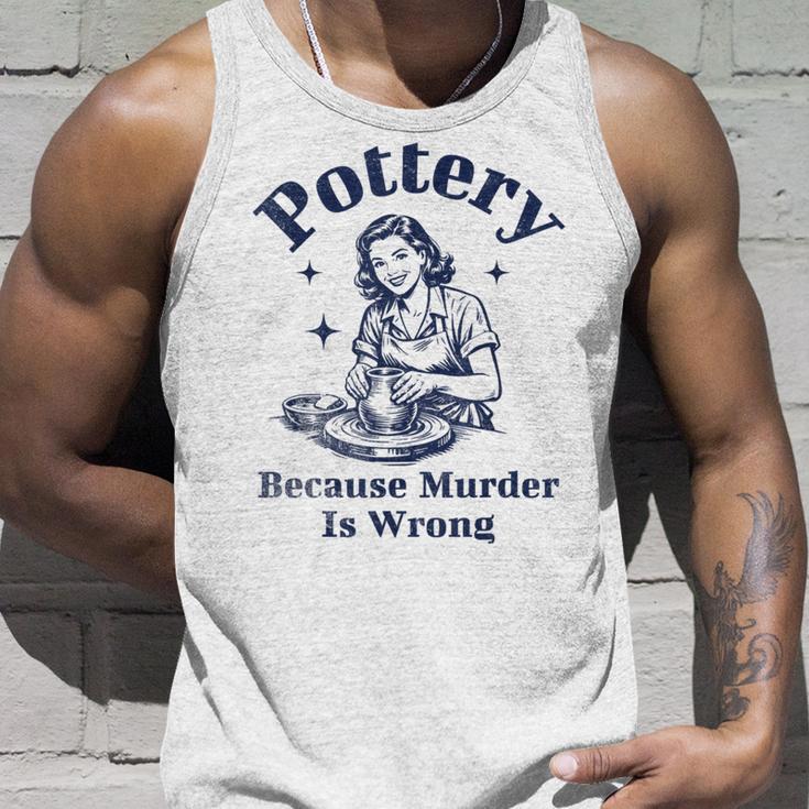 Pottery Because Murder Is Wrong レトロ 陶芸家 面白い タンクトップ 彼への贈り物