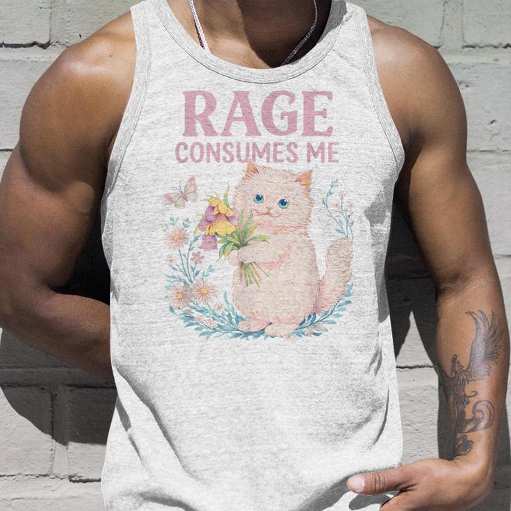 Rage Consumes Me キュート 怒っている猫 面白い 皮肉なミーム タンクトップ 彼への贈り物