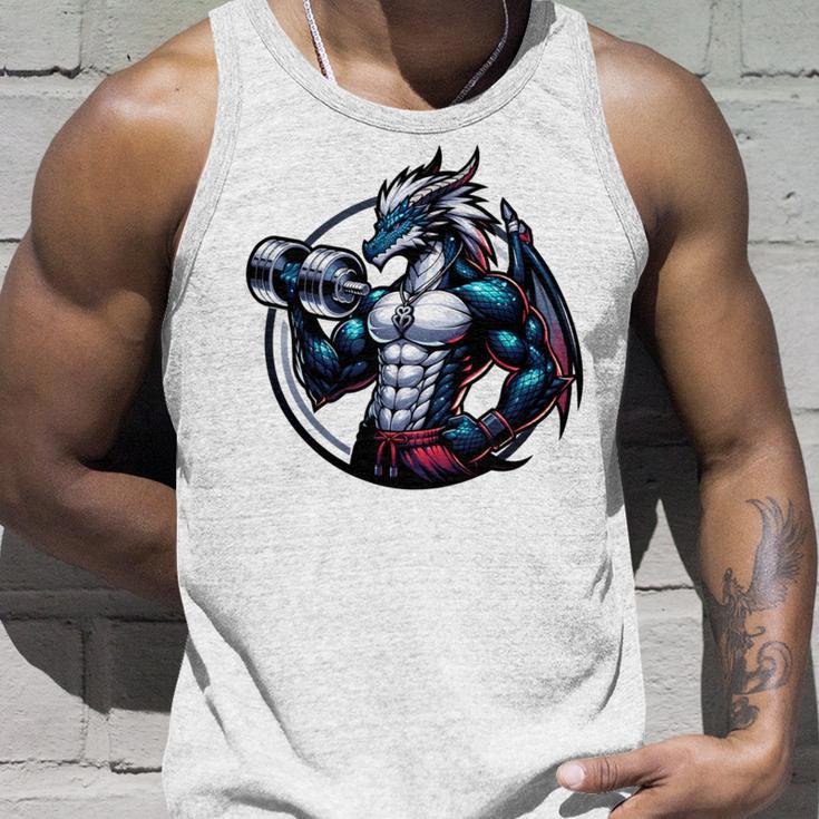 キュートでかわいいグラフィックのドラゴンが筋肉質のシックスパックを表示 長袖tシャツ タンクトップ 彼への贈り物