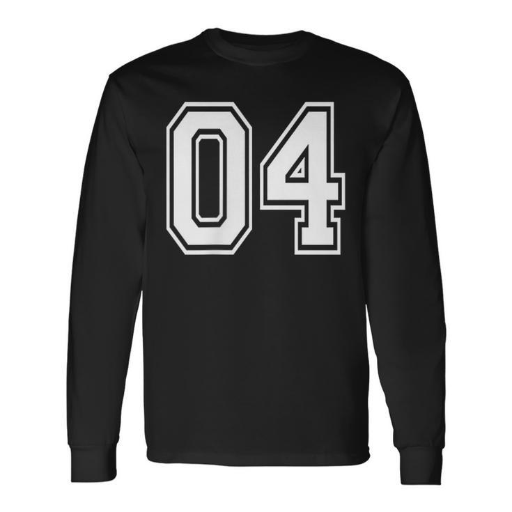 04番のスポーツチームスタイル。ホワイト。 長袖Tシャツ