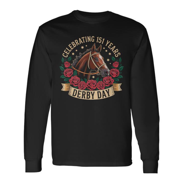 151年を祝うダービーヴィンテージ馬の日 長袖Tシャツ