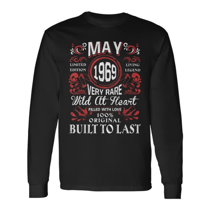 1969年5月 誕生日 ヴィンテージ ラベル デコレーション レトロ 誕生日 長袖Tシャツ