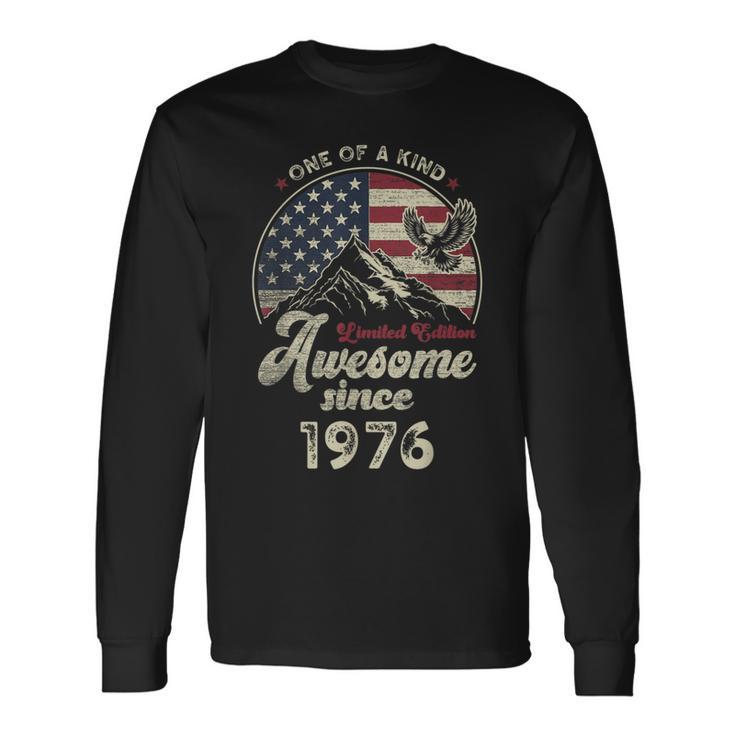 1976 愛国的なイーグル、50歳の誕生日、アメリカ国旗 愛国的 長袖Tシャツ
