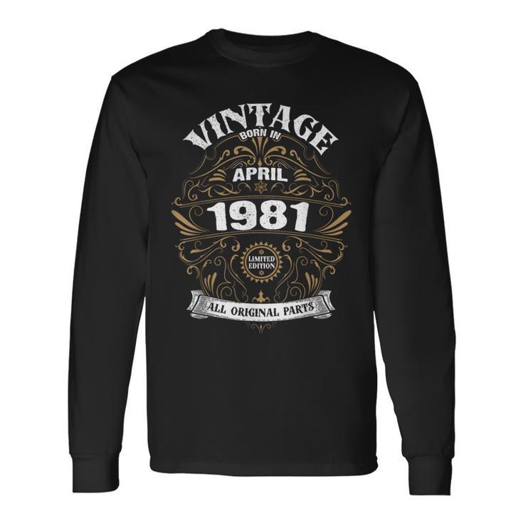 1981年4月生まれ オリジナルパーツ ヴィンテージ 4月 誕生日 長袖Tシャツ