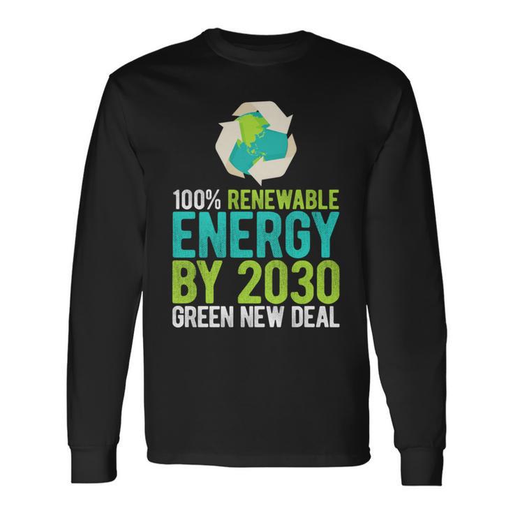 2030年までにグリーンニューディールの再生可能エネルギー 長袖tシャツ 長袖Tシャツ