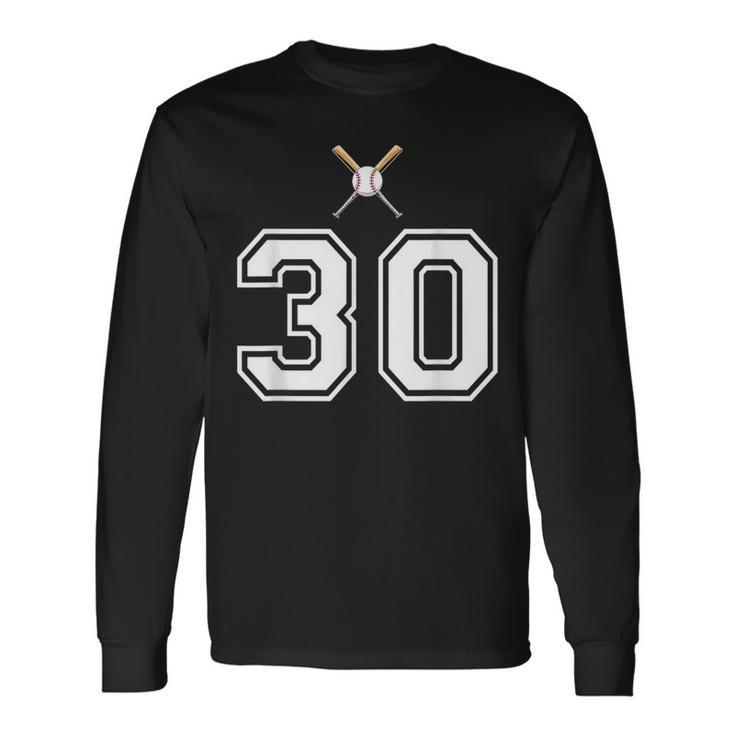 30 番 野球スタイル ヴィンテージホワイト 長袖Tシャツ