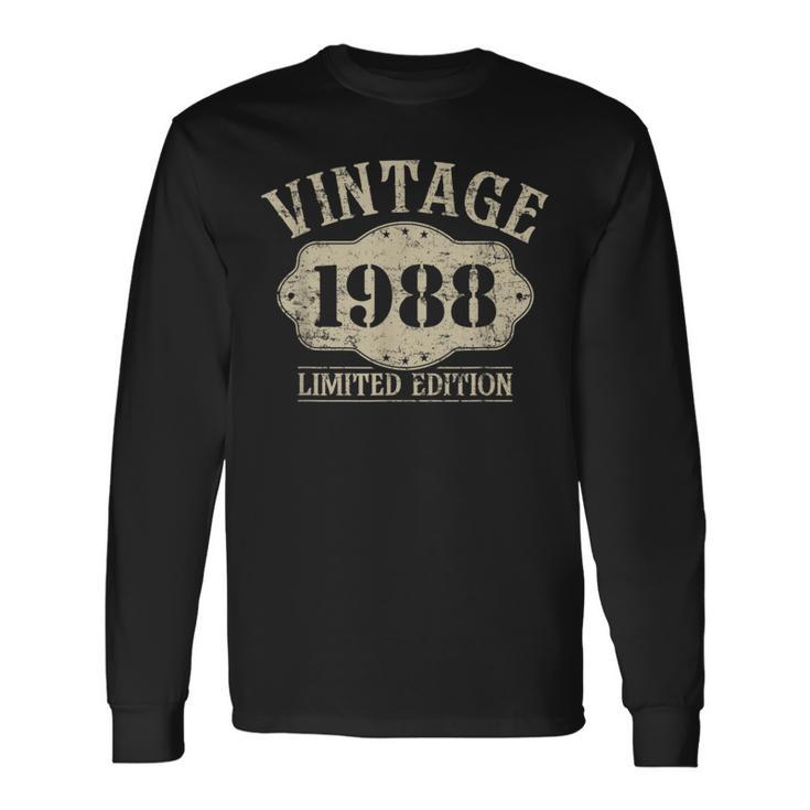 38 Cumpleaños Nacido 1988 Edición Limitadaintage 1988 Camiseta de manga larga