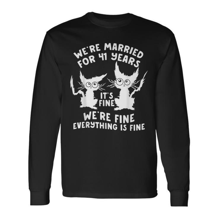 41年目の結婚記念日 結婚41年目 いい猫 面白い 長袖Tシャツ
