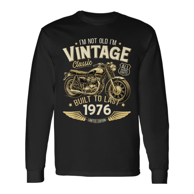 50 Cumpleaños Hombre Moto Biker Motero Intage 1976 Camiseta de manga larga
