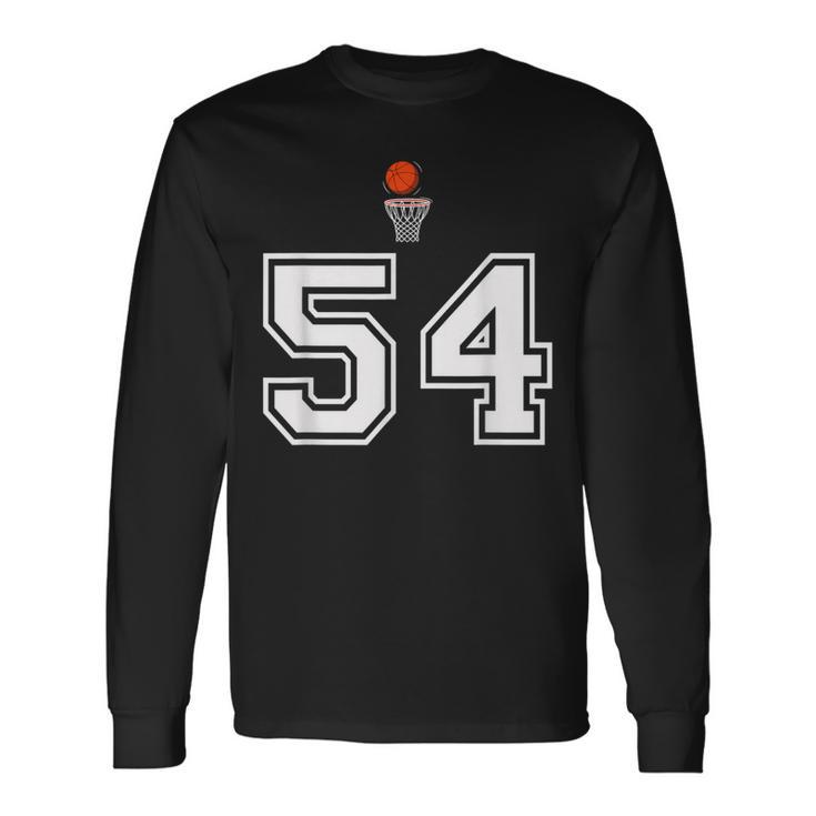 54 番 バスケットボールスタイル ヴィンテージホワイト 長袖Tシャツ