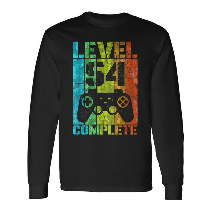 54º Cumpleaños Hombre Gamer Nivel Completo 54 Años Camiseta de manga larga