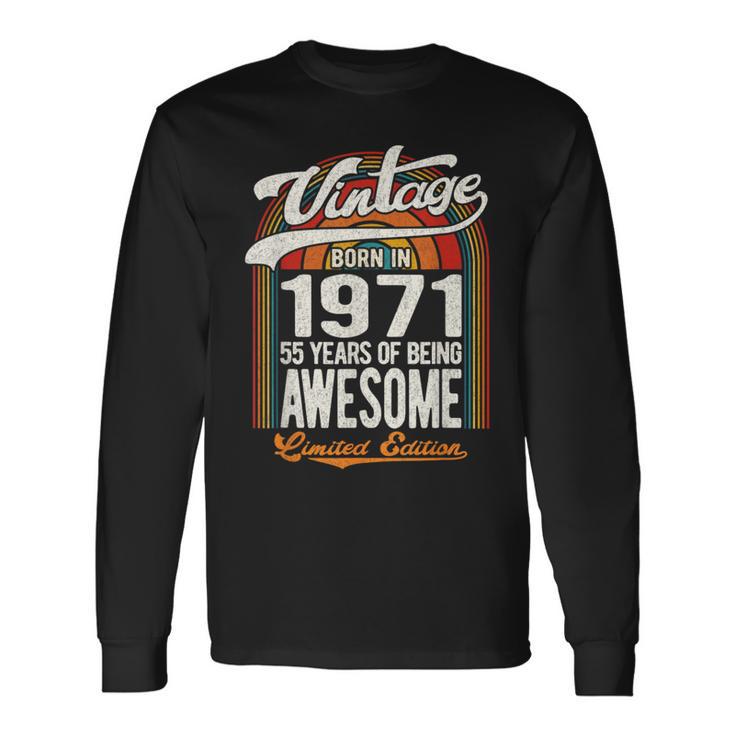 55 Years Of Awesome Born 1971 限定版 55歳の誕生日 長袖Tシャツ