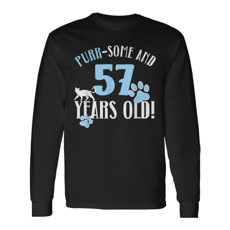 57歳の誕生日 57歳 猫 ママ 猫好き 誕生日 長袖Tシャツ