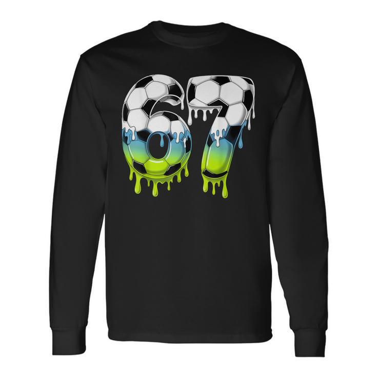67 サッカーボードリップ シックスセブン サッカーボール ドリップボーイズ ユース サッカー 長袖Tシャツ ギフトのアイデア