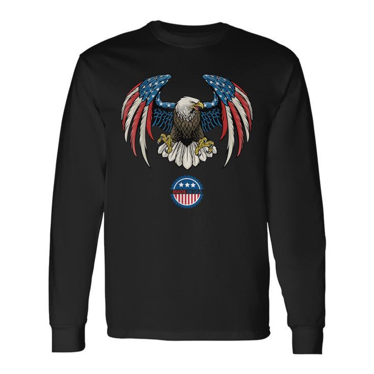 Abstract Unitedtates Of America Wild Eagle With Usa Flag 長袖Tシャツ