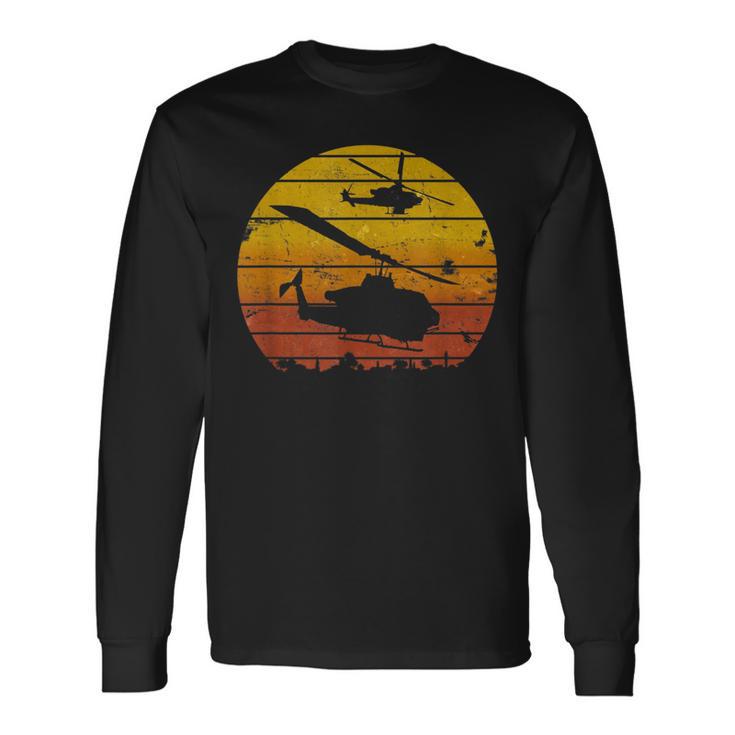 Ah-1Ziper Attack ヘリコプター イラク砂漠 サンライズ ビンテージ 長袖Tシャツ