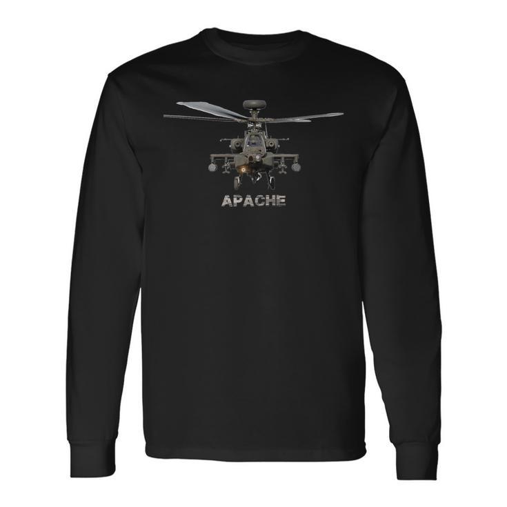 Ah-64 アパッチヘリコプター 長袖Tシャツ