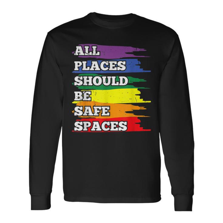 All Placeshould Beafepaces ゲイプライド 同盟国 Lgbtq Month 長袖Tシャツ