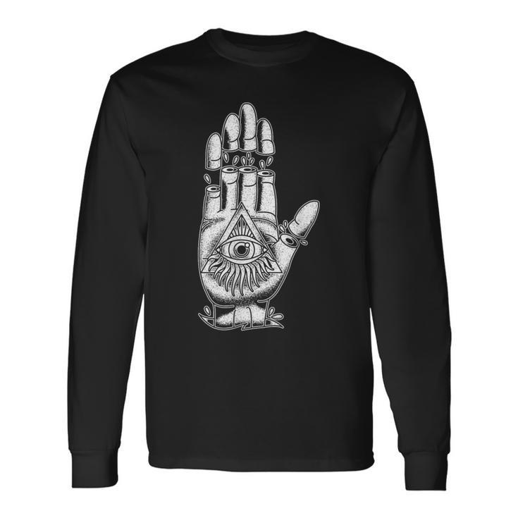 Alleeing Eye タトゥー イルミナティ 陰謀 グランジ 美的 長袖Tシャツ